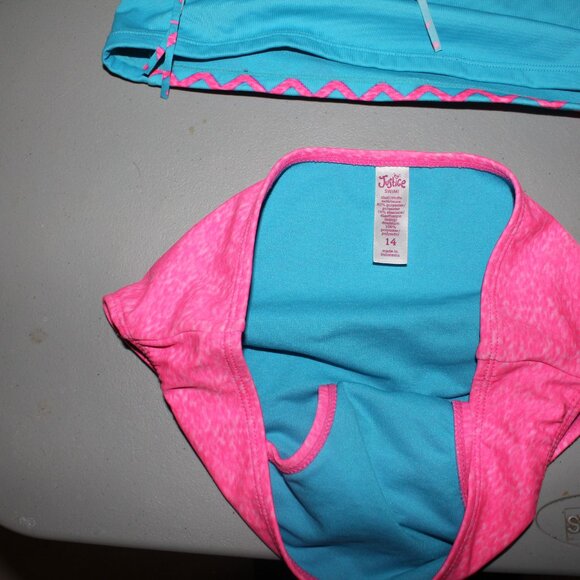 Blue & Pink 2 Pcs justice Swimsuit Size 14 - Picture 4 of 10